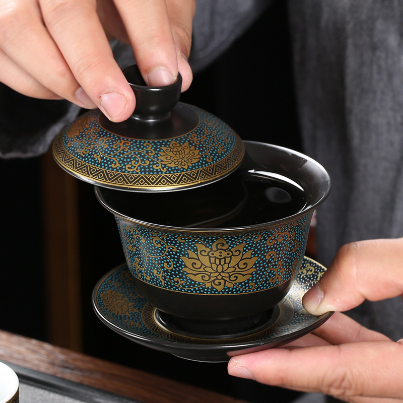 Korean Tea Set - Chinese Teaset Classical Gaiwan Tea Cups