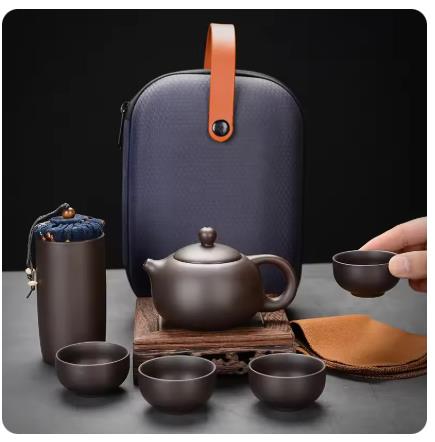 Purple Clay Travel Tea Set Out - Korean Tea Set review and price